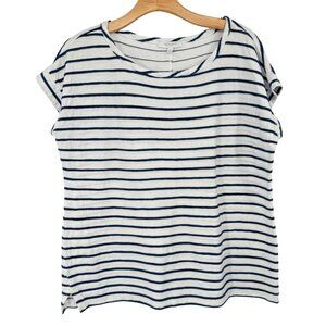 T By Talbots Women's Striped Short Sleeve T-Shirt top size medium blue